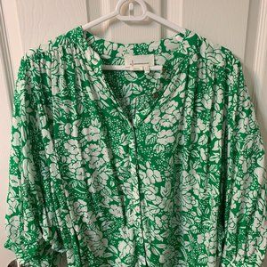 Green & White Floral Top (Anthropologie)
